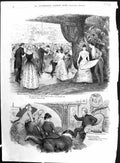 Antique Old Print 1884 Colour Dancing Romance Rev. Charles Captain Pet Dog 19th