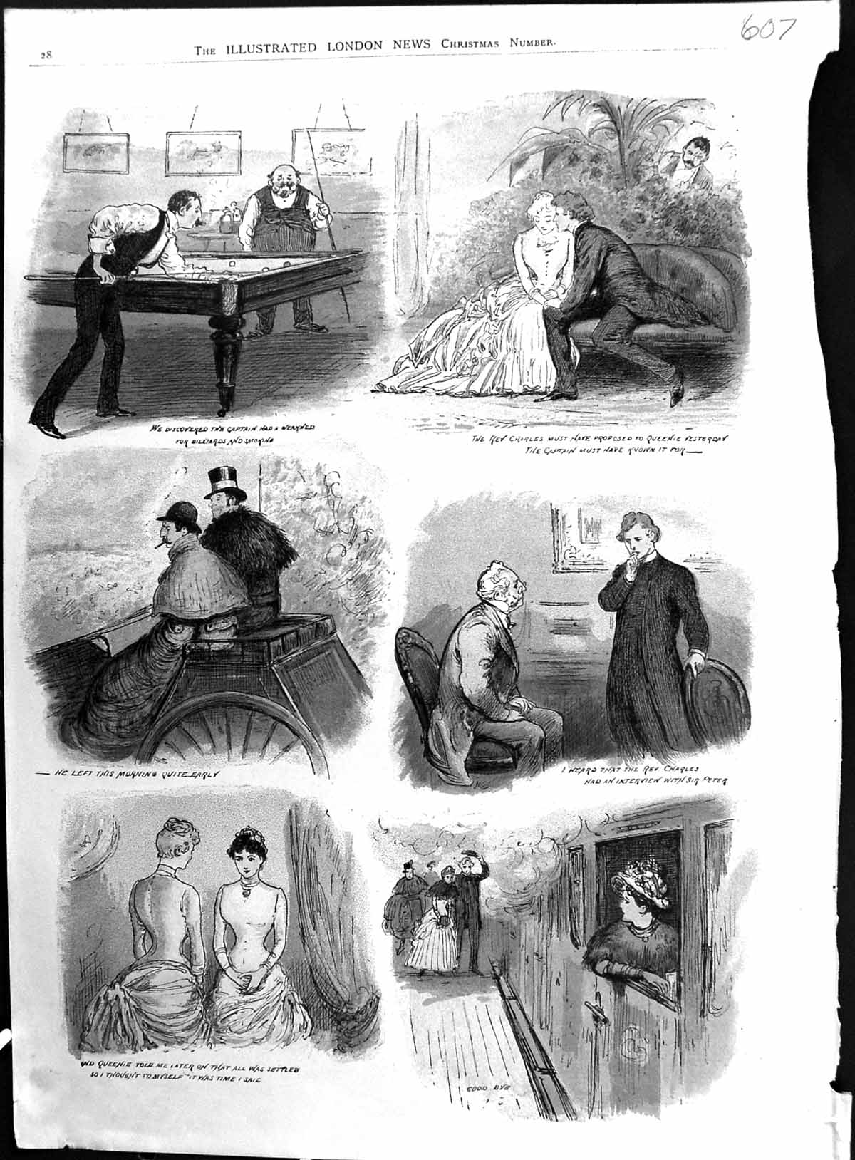 Antique Print 1884 Story Illustration Rev. Charles Transport Coach Romance 19th