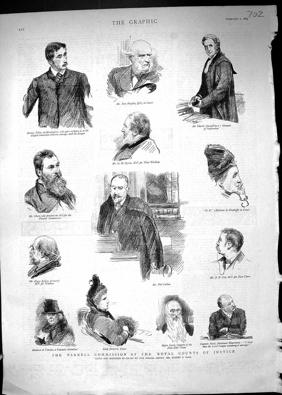 Old 1889 Parnell Commission Royal Courts Justice Leech Jessel Callan Victorian