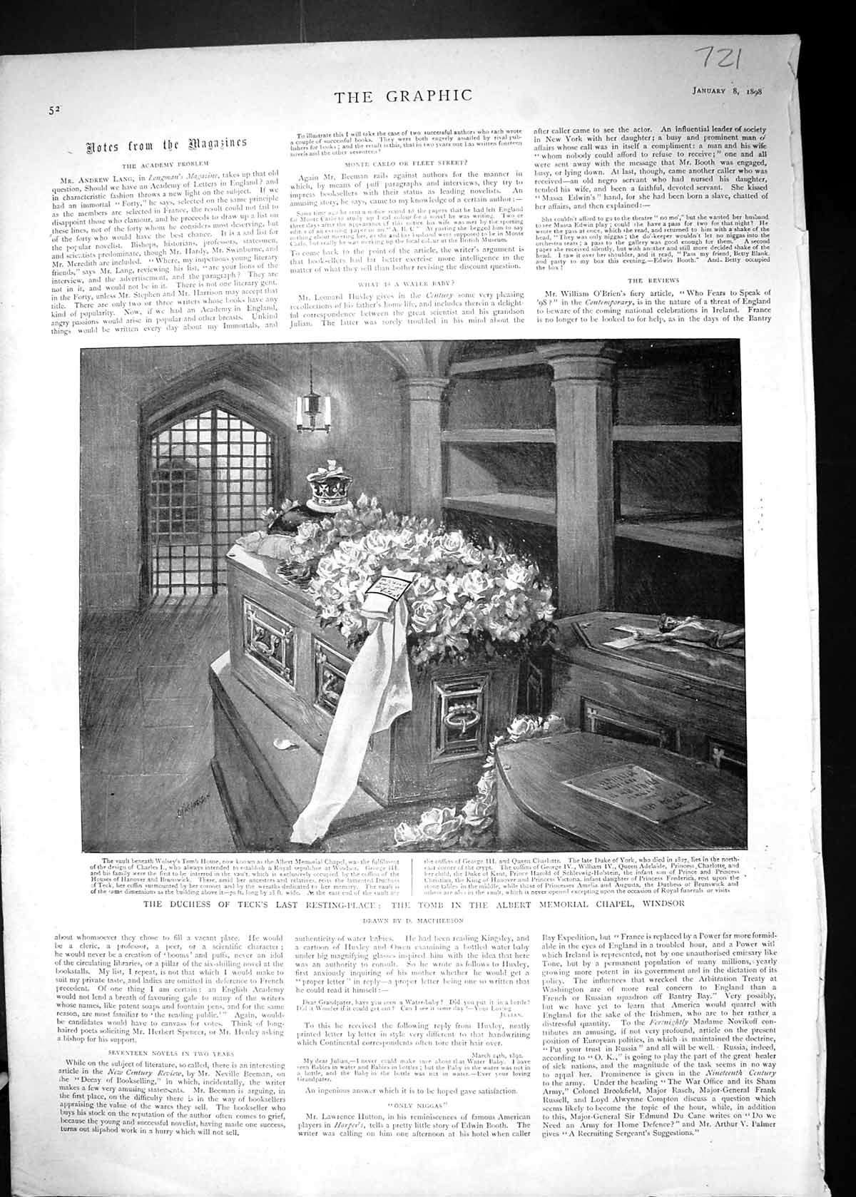 Antique Print 1898 Duchess Teck Tomb Albert Memorial Chapel Windsor London 19th