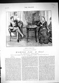 Old 1881 Marion Fay Novel Illustration Lady Man Romance William Small Victorian