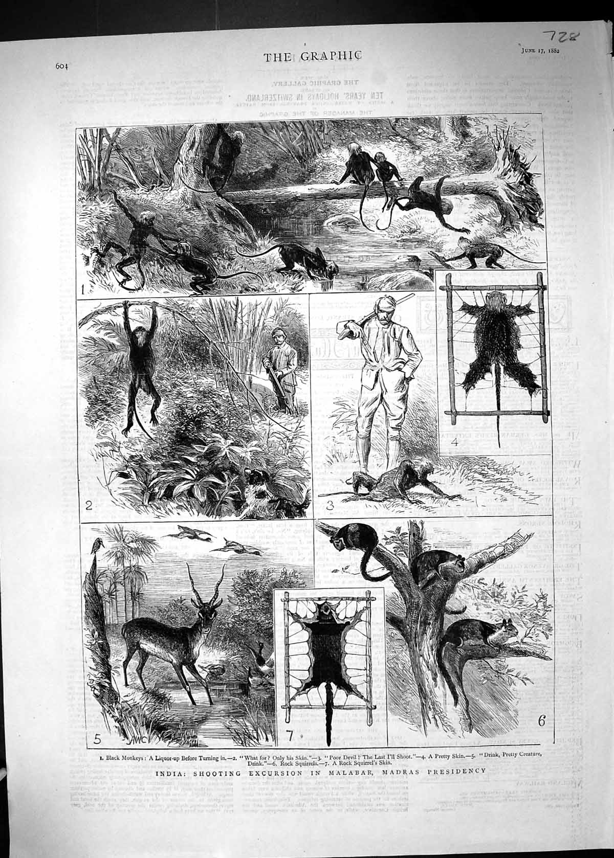 Old Print 1882 India Shooting Excursion Malabar Madras Presidency Hunting 19th