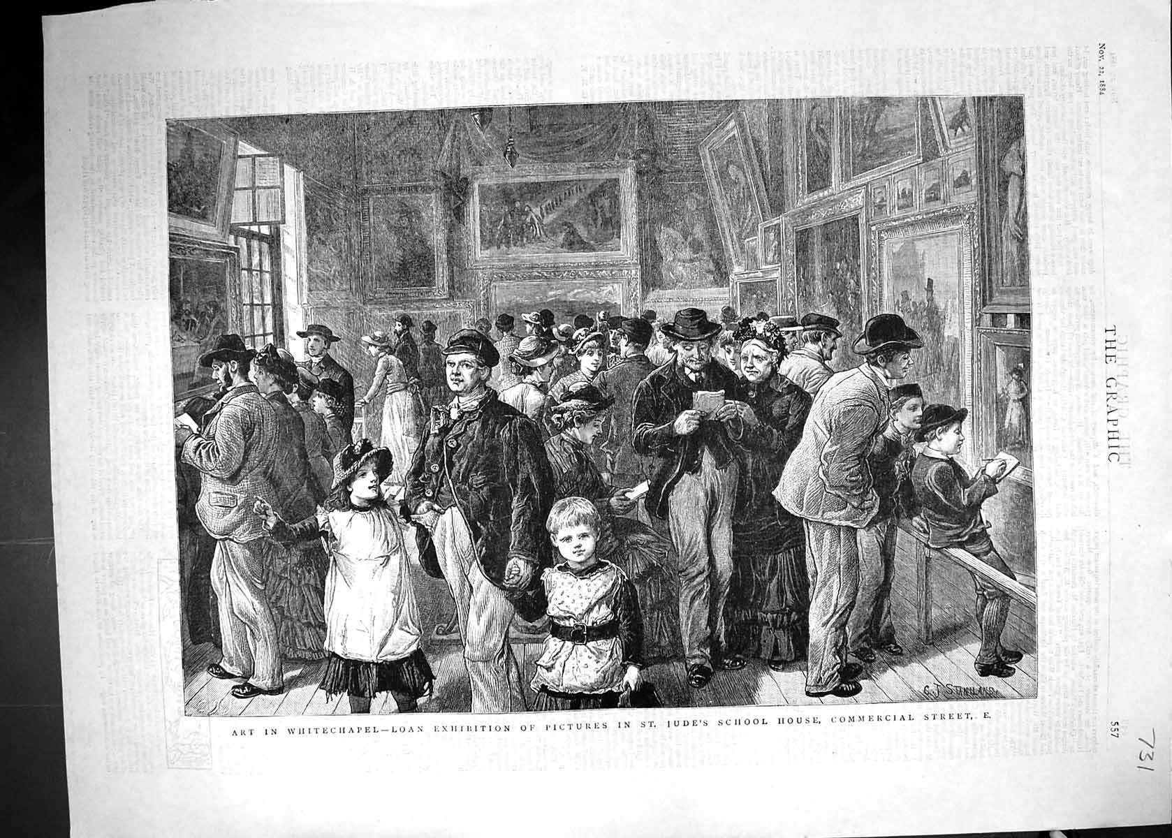 Antique Print 1884 Art Whitechapel Loan Exhibition St. Jude'S School House 19th