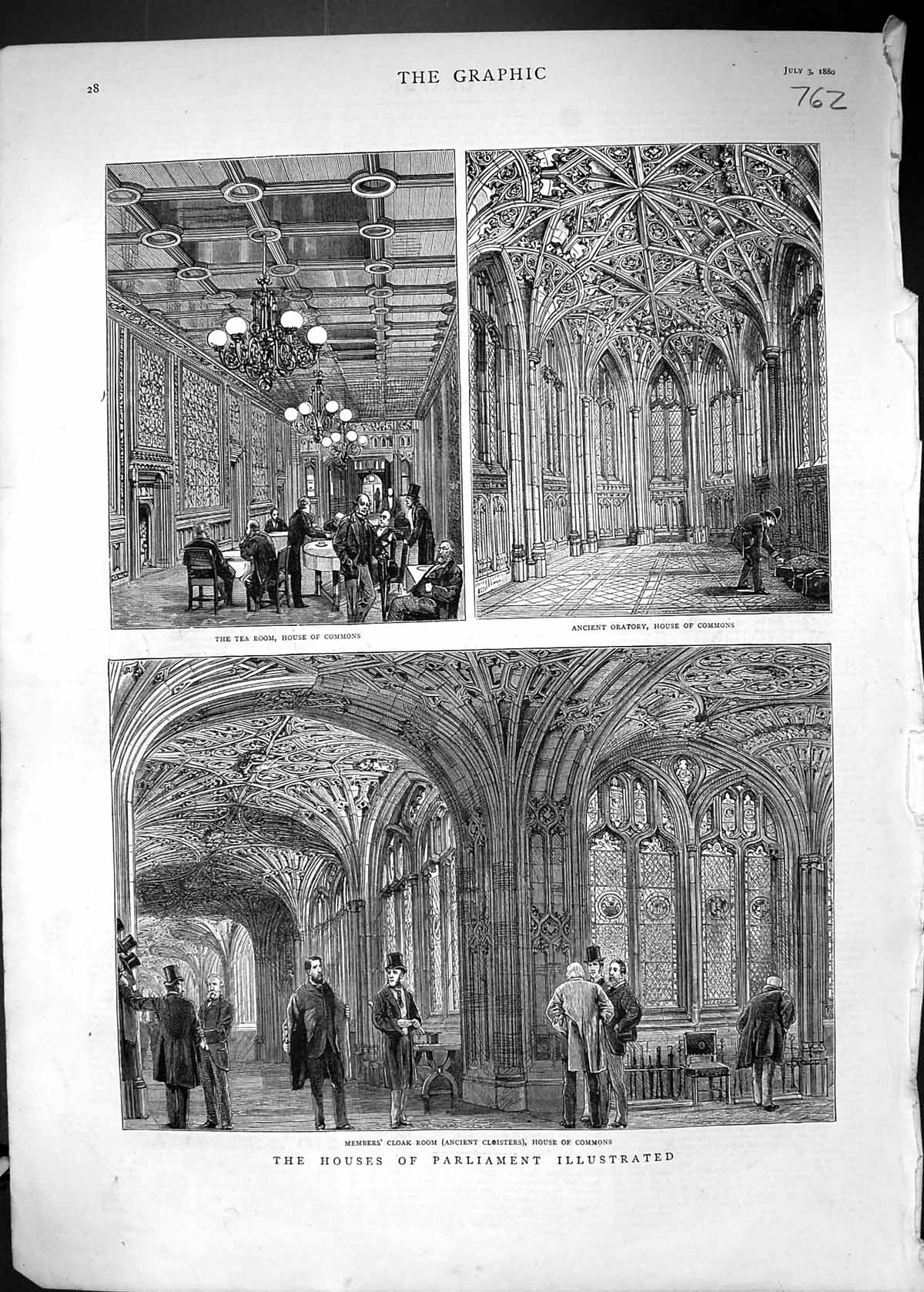 Old 1880 House Parliament Tea Room Commons Members Cloak Room Oratory Victorian
