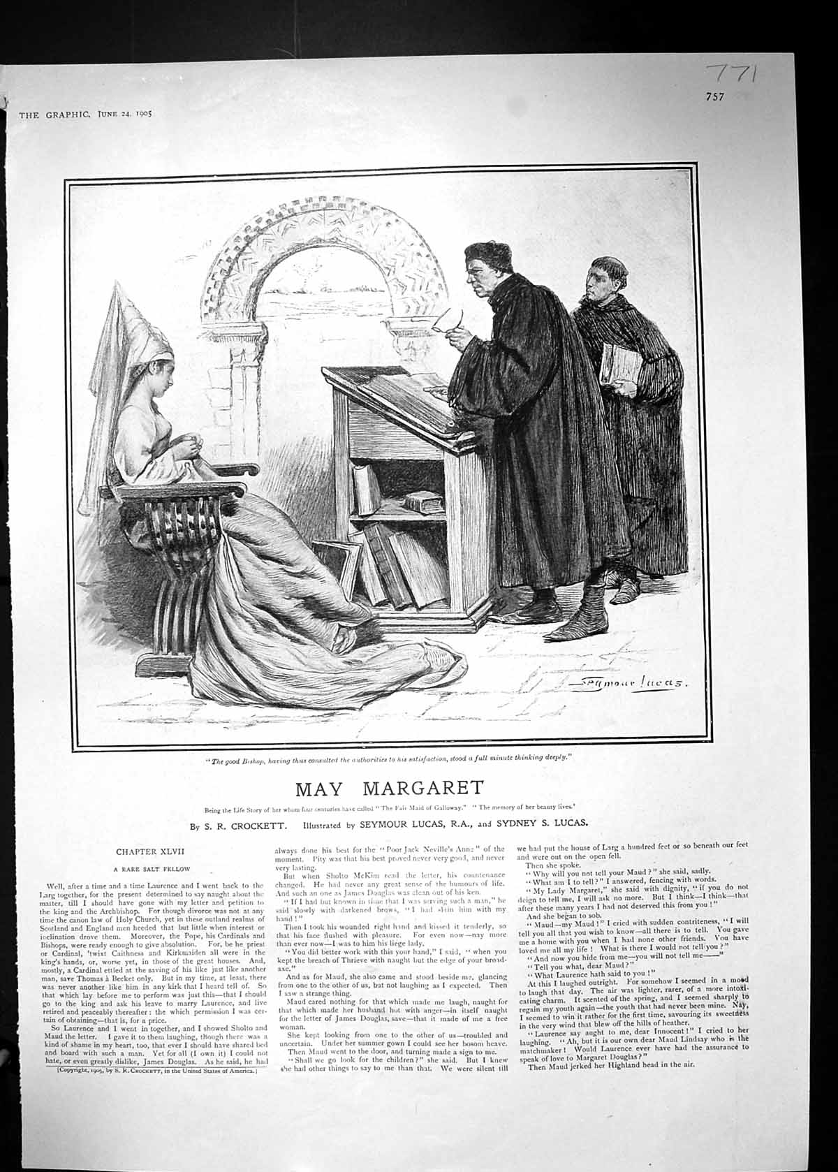 Antique Old Print 1905 Story Illustration May Margaret Bishop Crockett Lucas