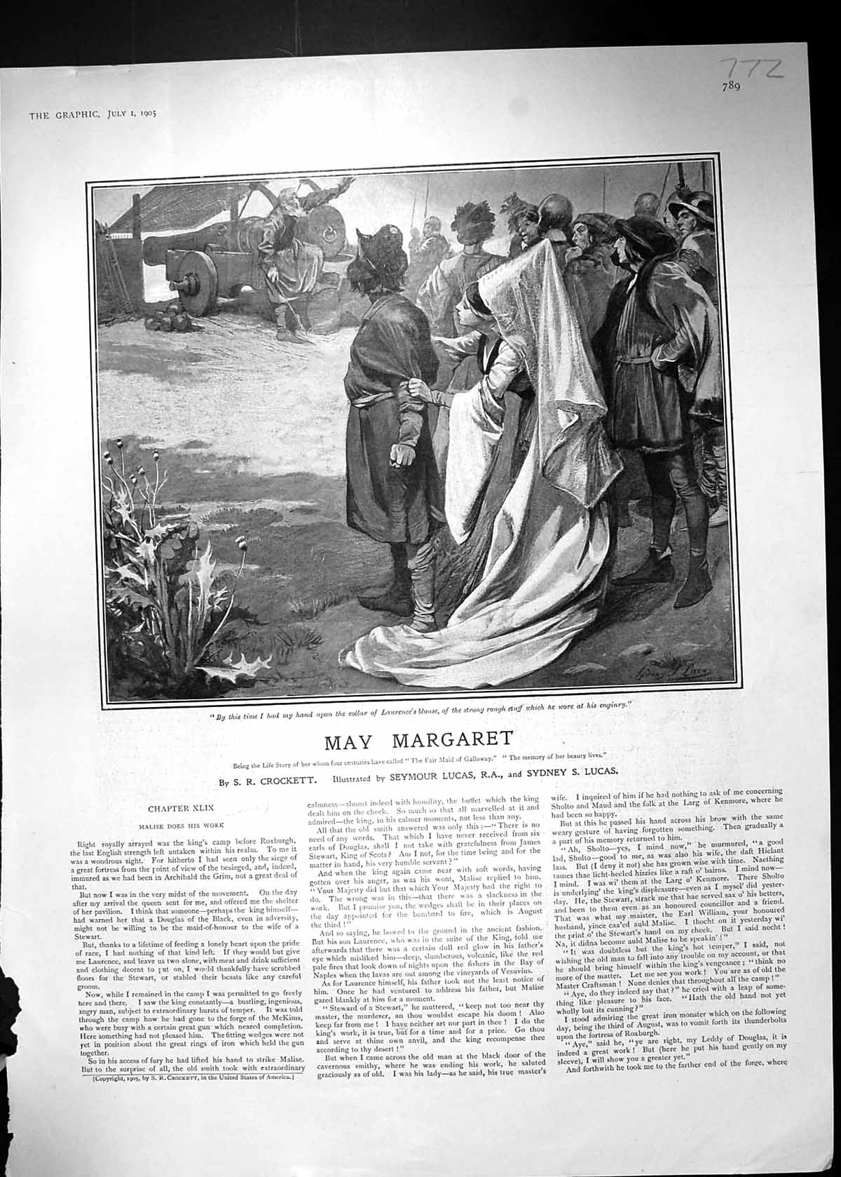 Antique Print 1905 Story Illustration May Margaret Laurence Crockett Lucas 20th