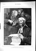 Original Old Antique Print 1882 Counsel Defence Court Room Scene Morgan 19th