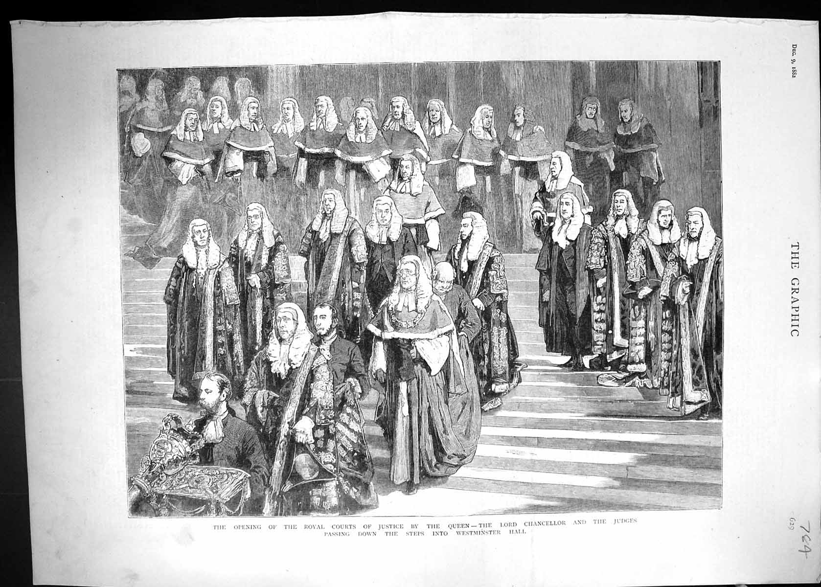 Old 1882 Opening Royal Courts Justice Queen Lord Chancellor Judges We Victorian