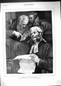 Original Old Antique Print 1882 Counsel Defence Court Room Scene Man Judge Wig