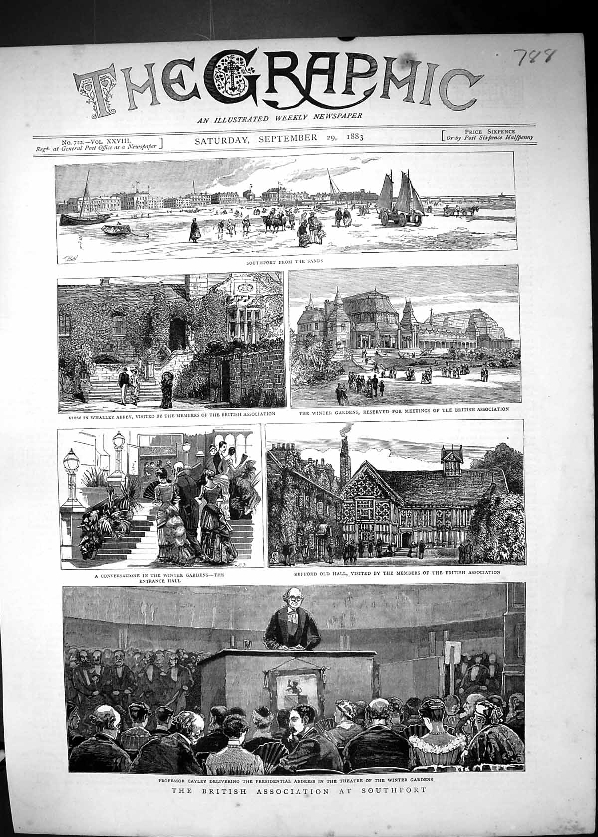 Old 1883 British Association Southport Professor Cayley Whalley Abbey Victorian
