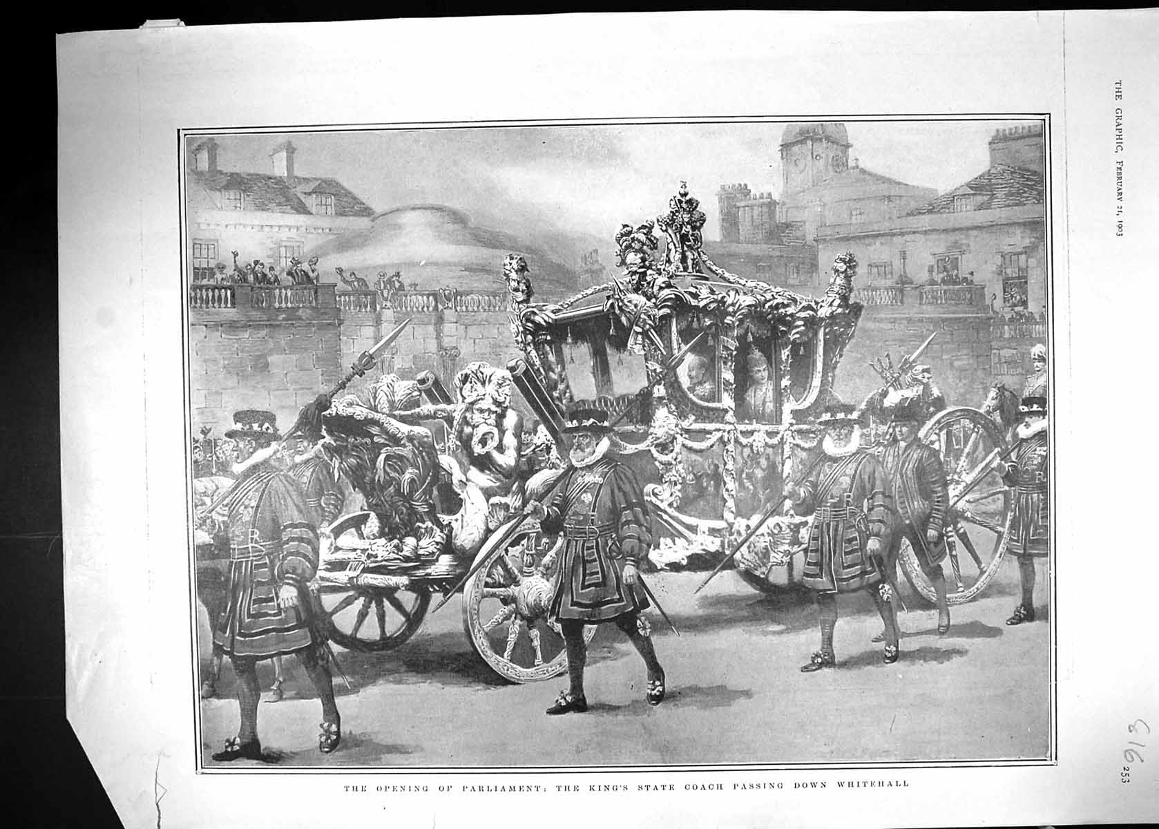 Old Opening Parliament King State Coach Whitehall London England 1903 20th