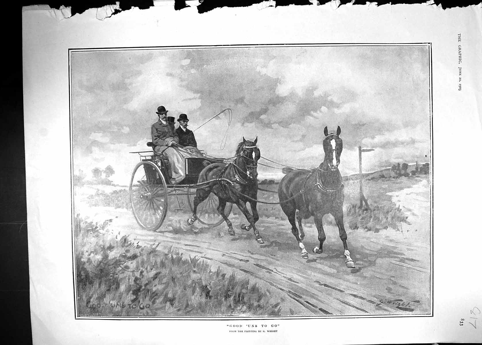 Original Old Antique Print 1903 Transport Coach Horses Countryside Scene Wright