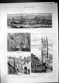 Antique Print 1882 Oxford Divinity School Magdalen College Headington Hill 19th