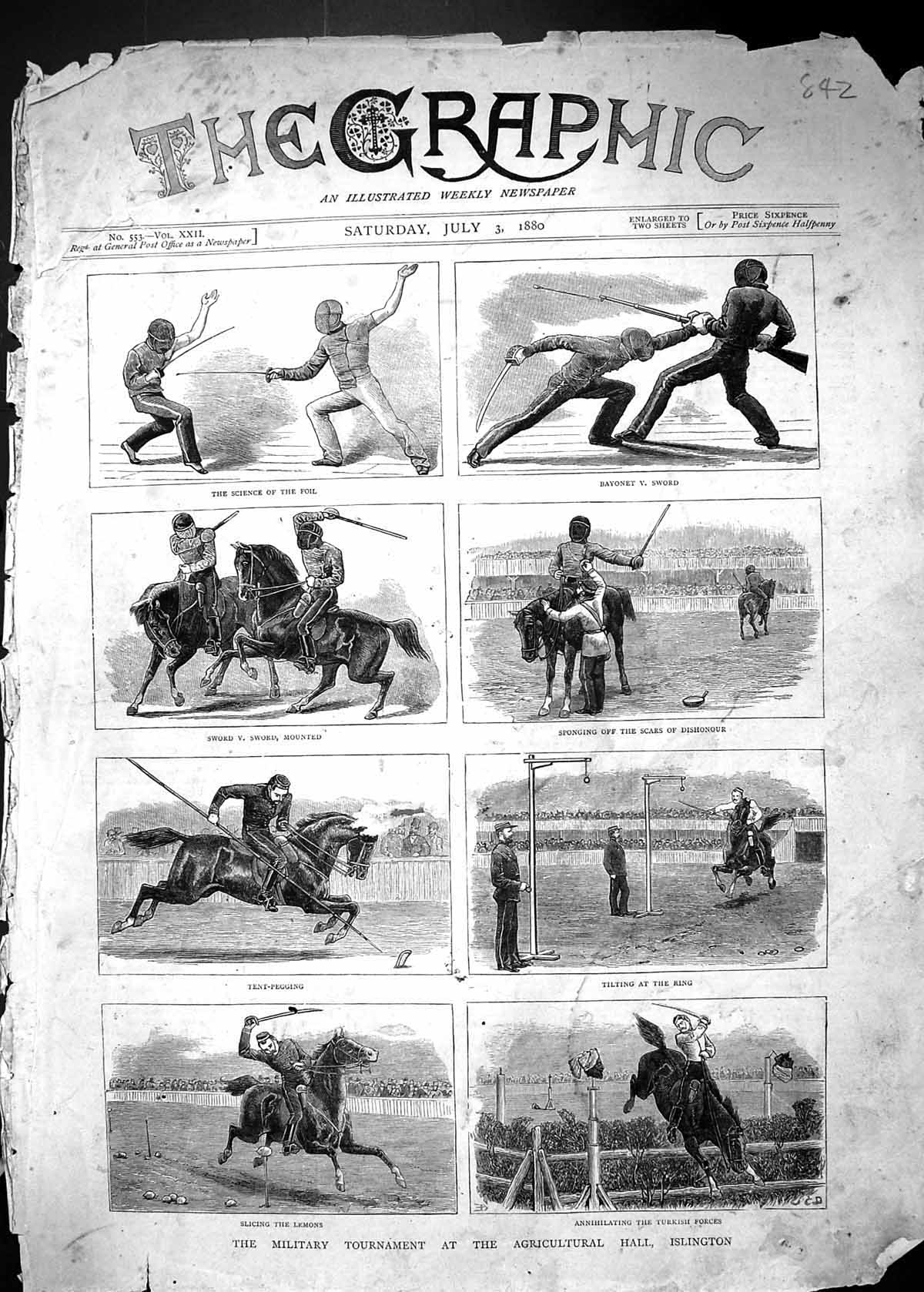 Antique Old Print 1880 Military Tournament Agricultural Hall Islington Sport
