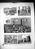 Old Print 1883 Hunting Foxhounds Dogs Exercising Ground Footbath Kitchen 19th
