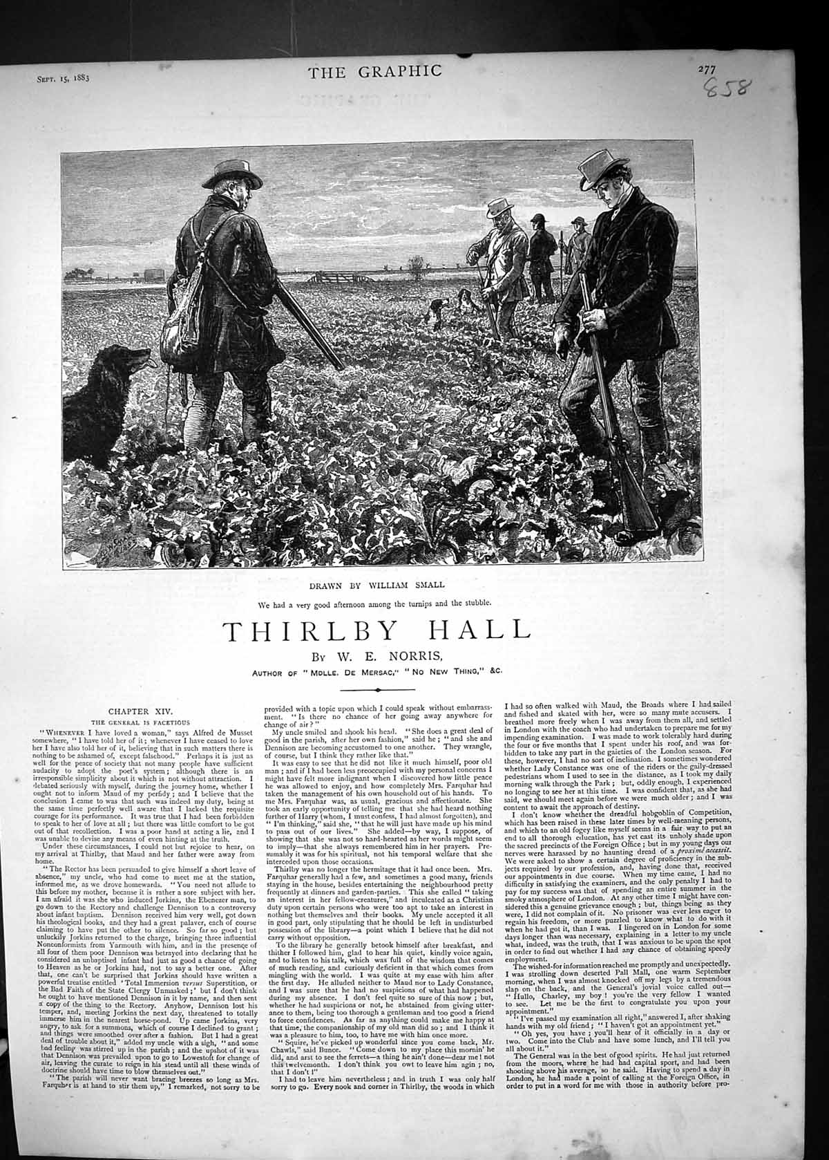 Old 1883 Story Illustration Thirlby Hall Norris Hunting Field Turnips Victorian