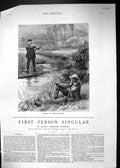 Old 1885 Story Illustration First Person Singular Man Fishing Hopkins Victorian