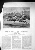 Antique Old Print 1884 Story Illustration Horse Racing Jockeys Charlton Smart