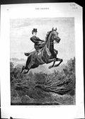 Old Antique Print 1881 Water Jump Horse Show Lady Jockey Sport Charlton 19th