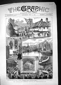 Old 1879 Shakspeare Festival Stratford-On-Avon School Church Theatre Victorian