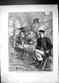 Old Print 1872 Sier Fishing River Women Washing Clothes Sydney Hall Ref. 19th