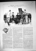 Old 1887 Story Illustration Miss Gascoigne Music Piano Riddell Geith Victorian