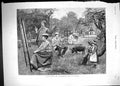 Antique Print 1890 Sketching Painting Club Bushey Artist Country Pigs Sheep