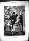 Antique Old Print 1881 Baby'S First Christmas Family Home Tree Charlene Weeks