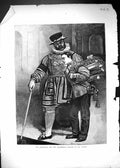 Original Old Antique Print Portrait Beefeater Drummer Tower London England 1871