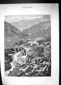 Old Antique Print 1884 Mountain View Baths Cauquedes Chili South America 19th