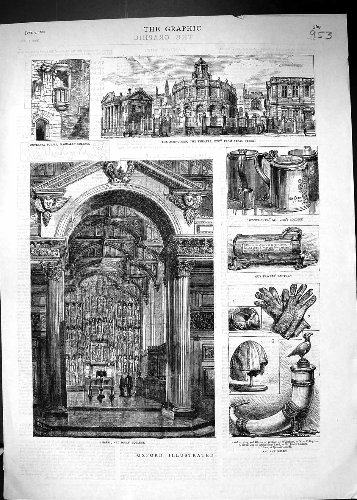 Old Oxford Chapel Souls College Ashmolean Guy Fawkes Lantern Magdalen