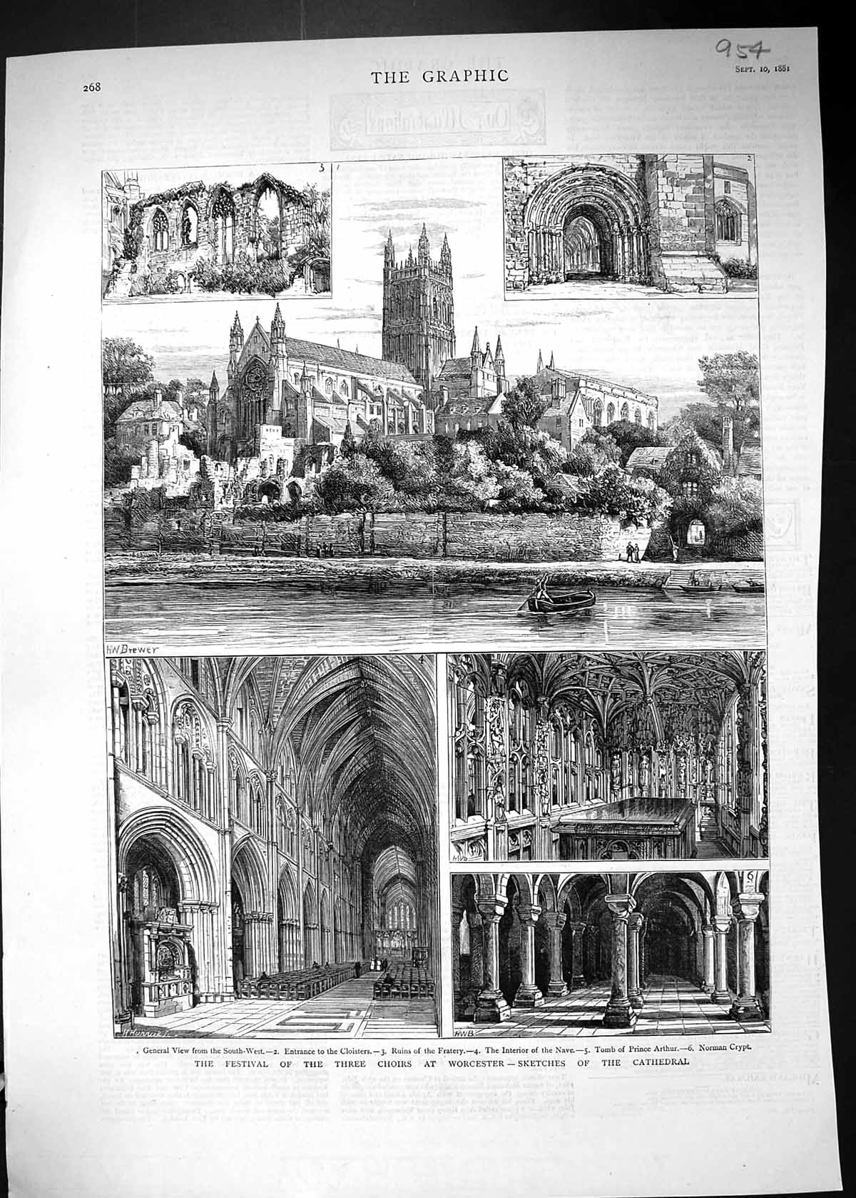 Old 1881 Festival Three Choirs Worcester Cathedral Fratery Arthur Tom Victorian