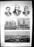 Antique Old Print 1887 Truro Cathedral Lord Mayor Keyser Higgs Horatio Davies