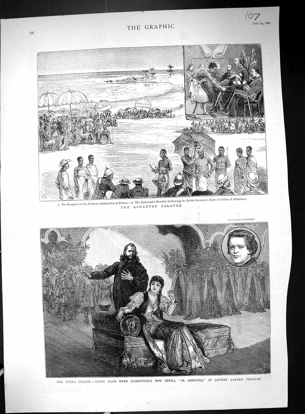 Old Opera Herr Rubinstein Demonio Covent Theatre 1881 Ashantee War El Victorian