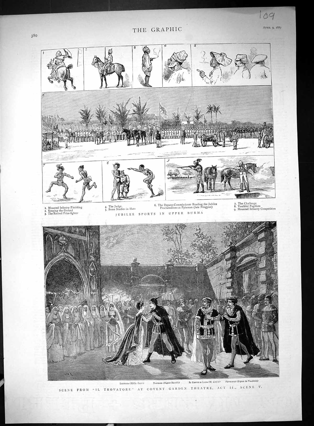Old Trovatore Covent Garden Theatre Ravelli 1887 Jubilee Sport Burma Victorian