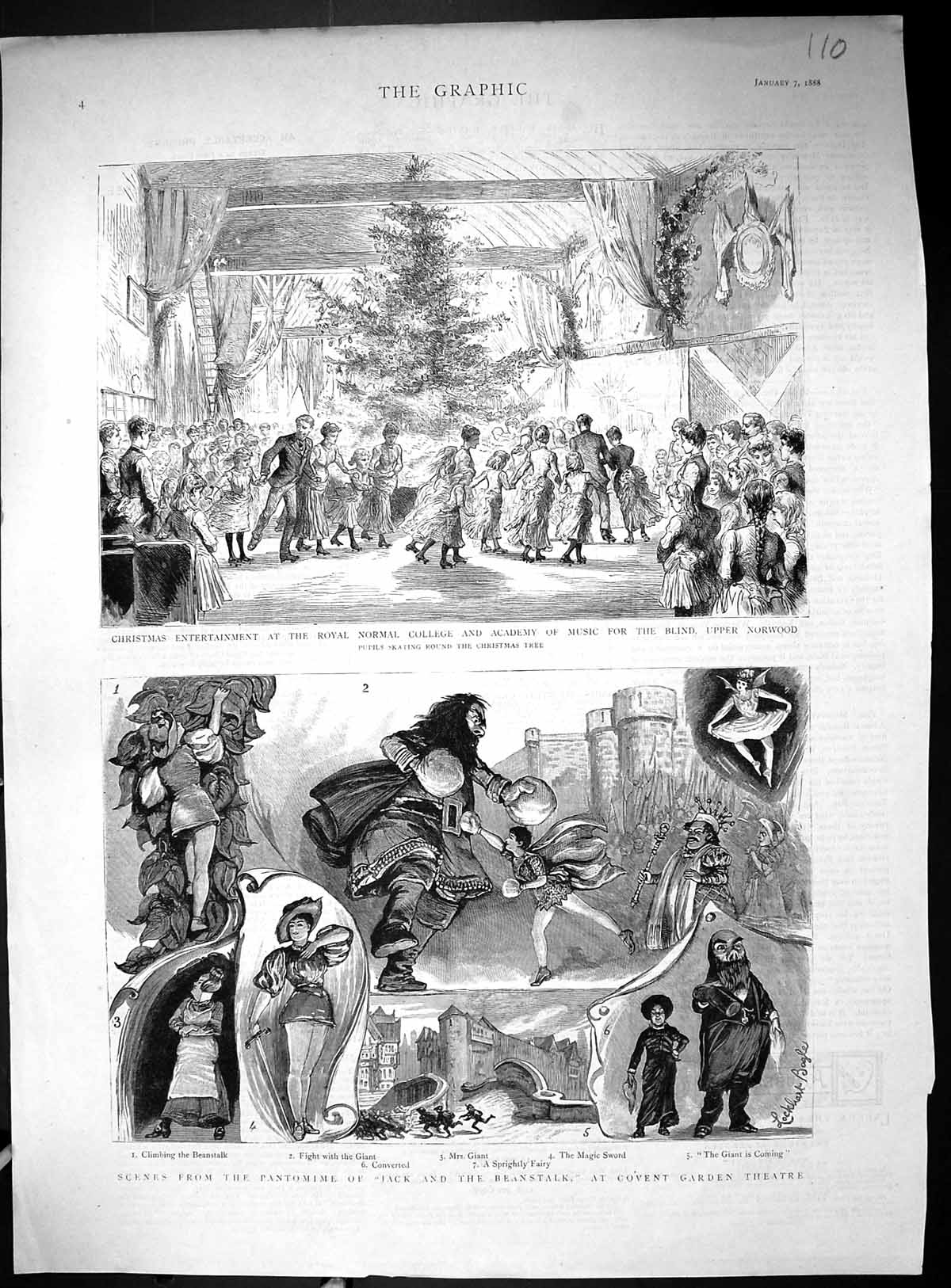 Old College Music Blind Norwood 1888 Patomime Jack Beanstalk Covent G Victorian
