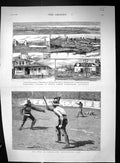 Antique Print 1884 Pompeii Gladiatorial Games Cyclone Bowen Australia Jetty