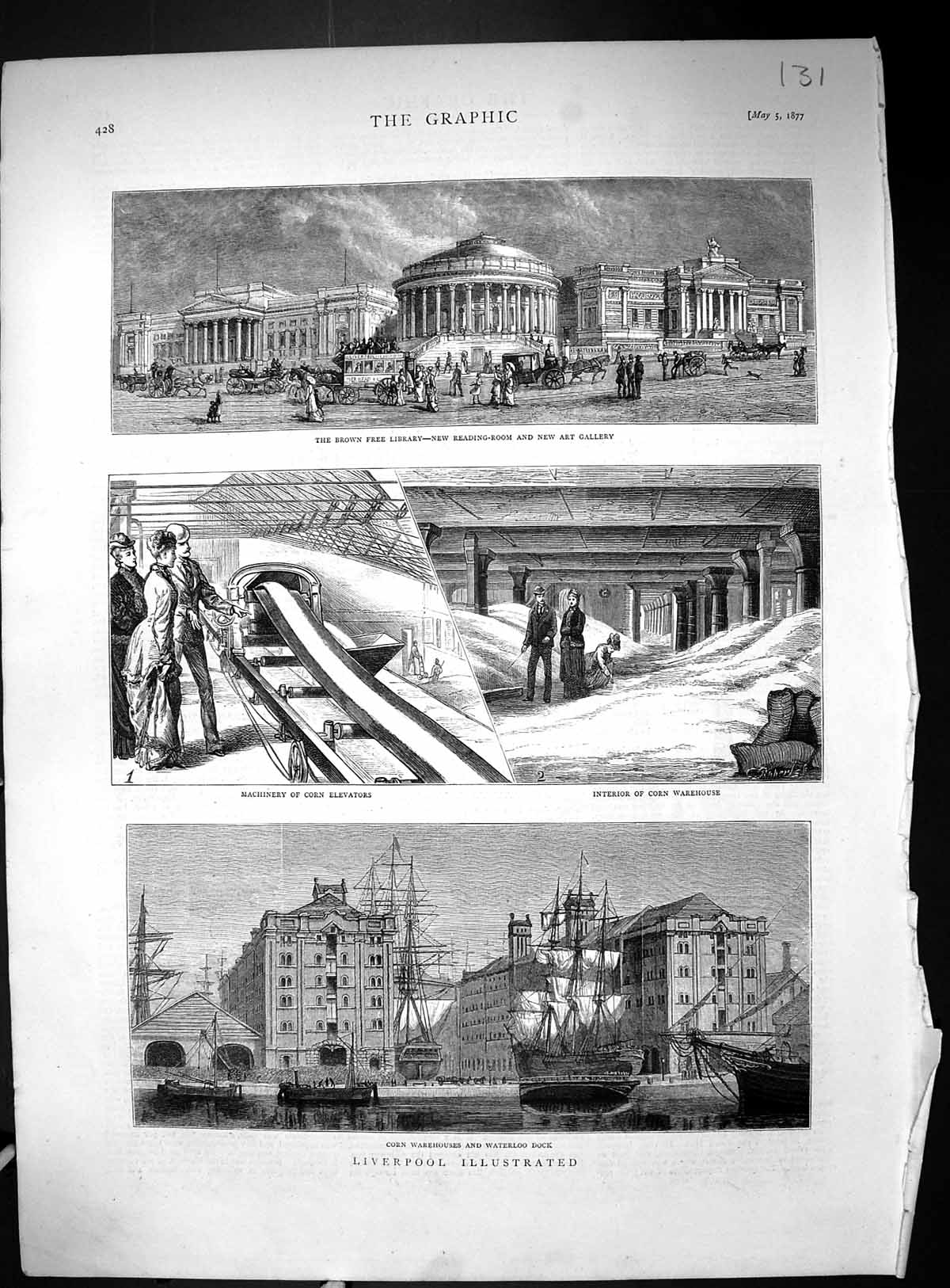 Old 1877 Liverpool Brown Free Library Art Gallery Corn Warehouse Dock Victorian
