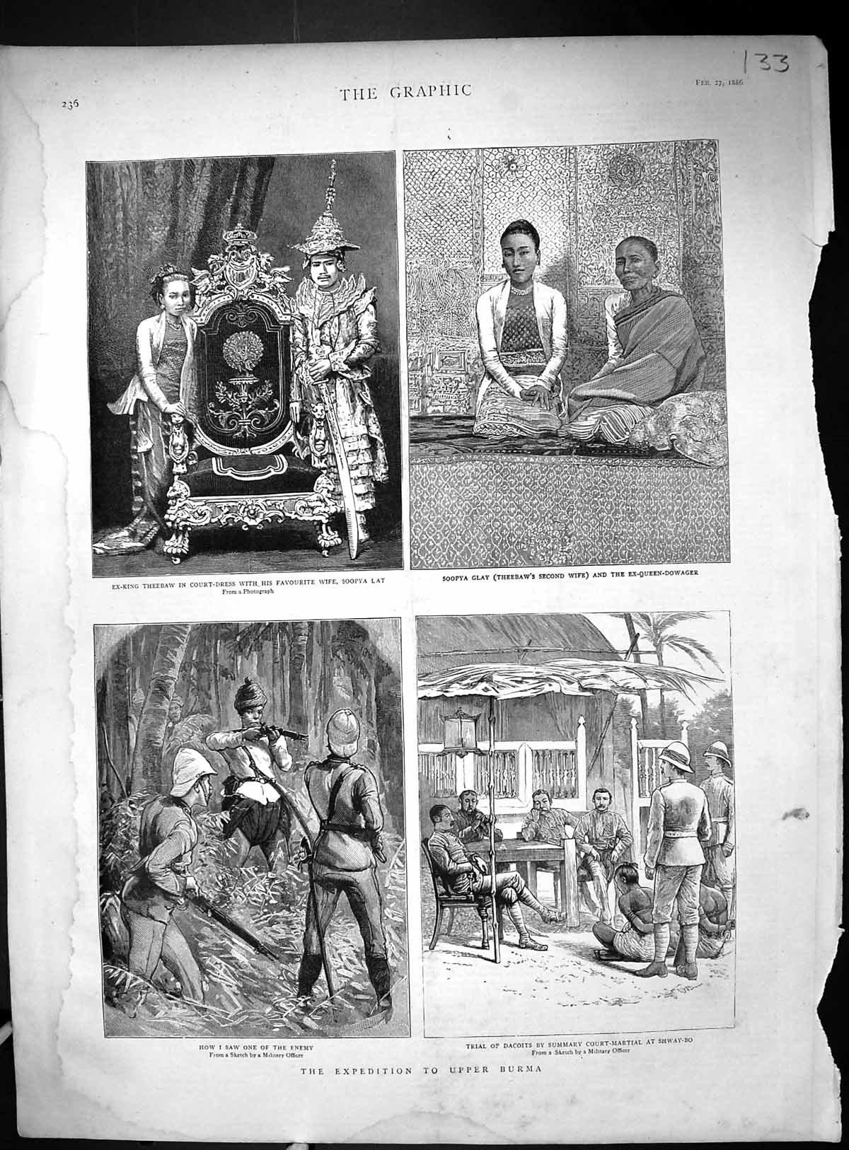 Old 1886 Expedition Upper Burma Theebaw Soopya Lat Glay Dacoits Shway Victorian