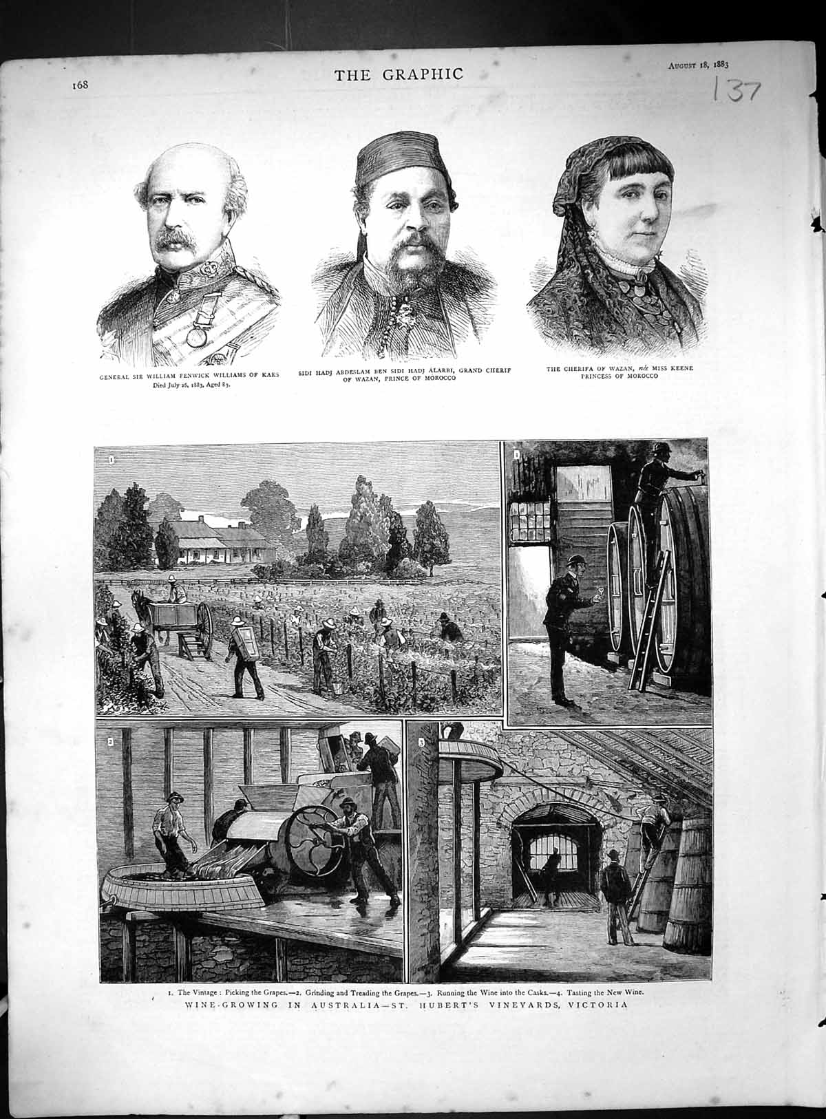Old 1883 Wine Growing Australia Hubert'S General Kars Cherif Keene Wa Victorian