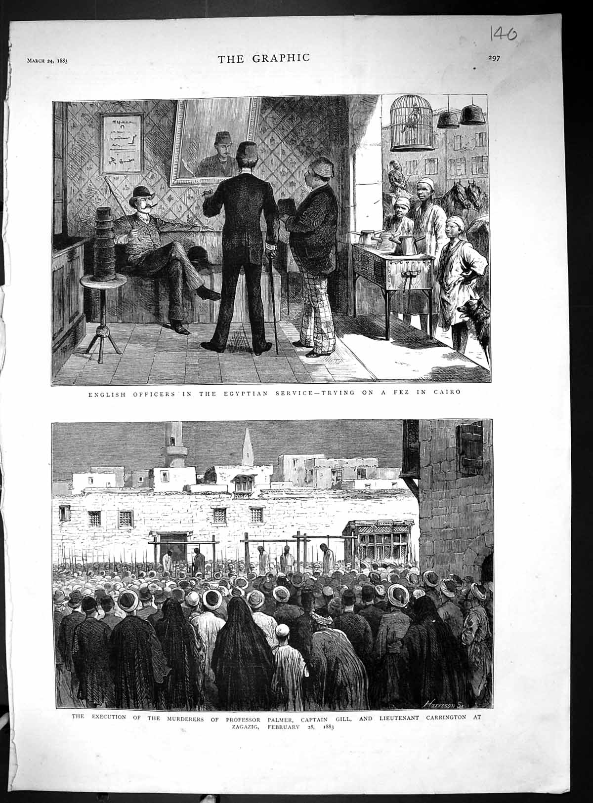 Old 1883 English Officers Egypt Fez Cairo Execution Professor Palmer Victorian