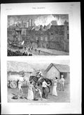 Antique Old Print 1888 Burmese New Year Mandalay Fire Grand Theatre Islington