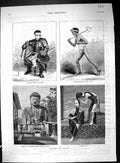 Old 1881 Japan Japanese Warrior Letter Carrier Barber'S Shop Kamakura Victorian