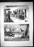 Antique Print 1883 Stag Hunting Mauritius Sport Doctor Prison Parade Ceylon