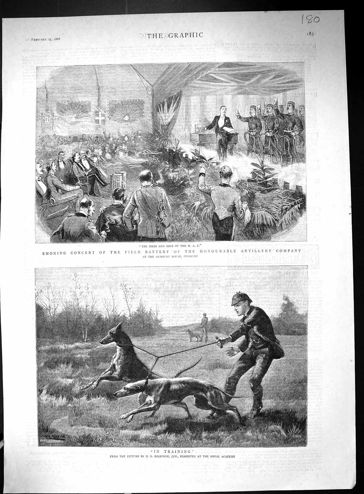 Old 1888 Smoking Concert Field Battery Artillery Finsbury Greyhounds Victorian