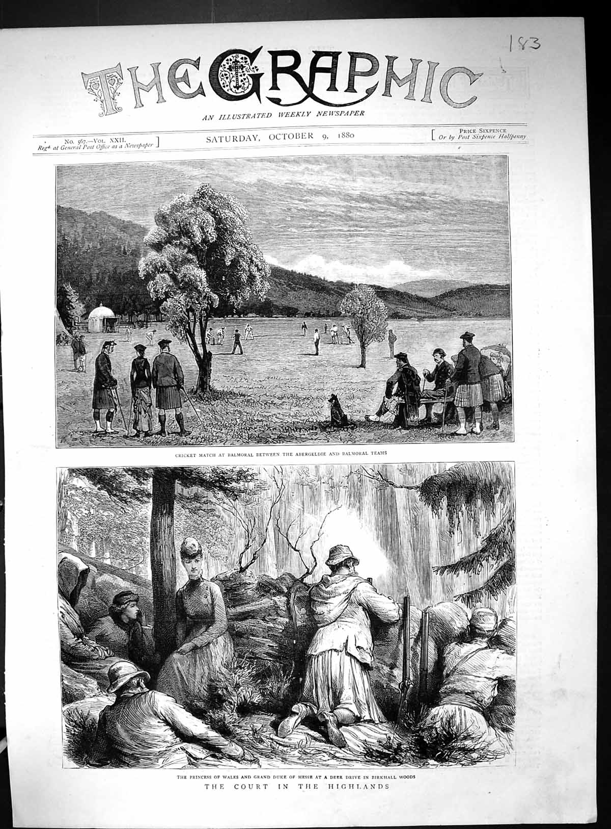 Old Cricket Balmoral 1880 Princess Wales Duke Hesse Deer Hunting Birk Victorian