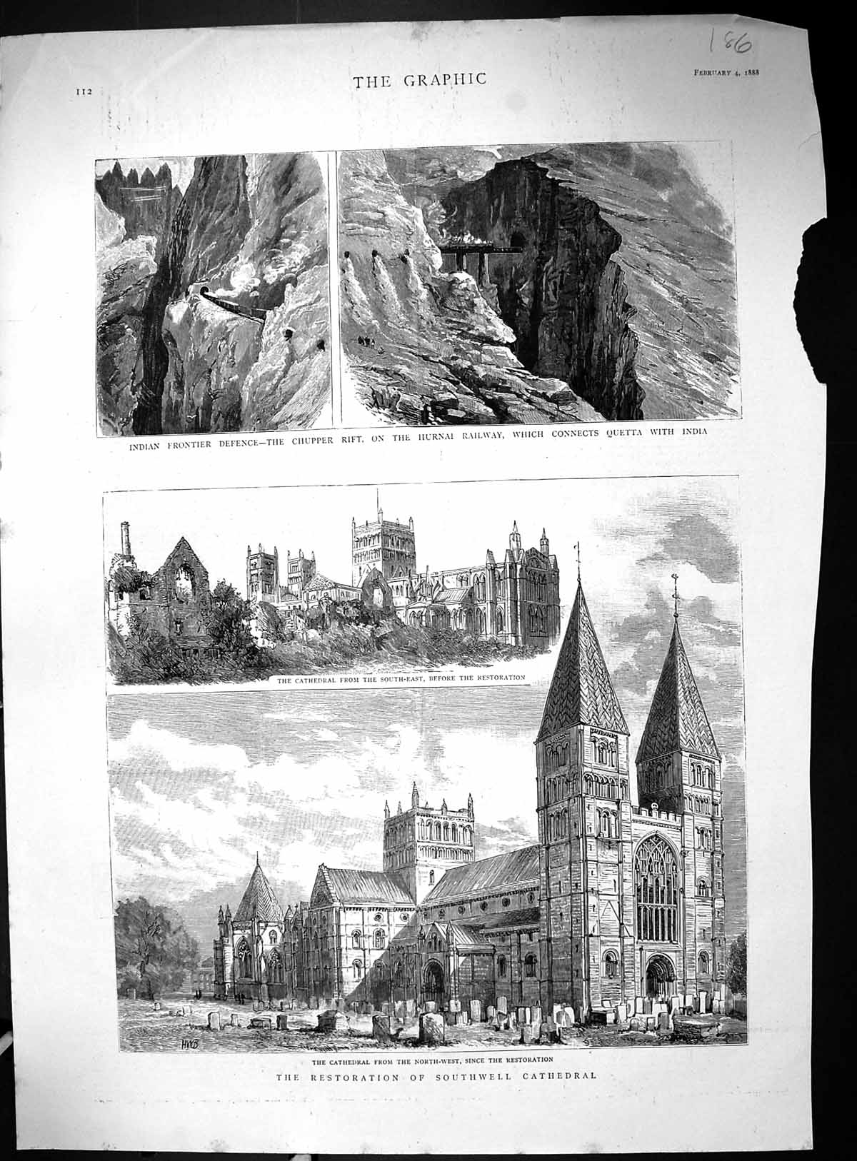 Old 1888 Southwell Cathedral India Chupper Rift Hurnai Railway Quetta Victorian
