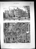 Antique Print 1881 Prince Wales Longleat House Wiltshire Garden Great Hall 19th