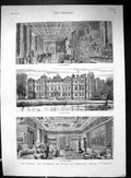 Old Print 1881 Prince Wales Longleat House Wiltshire Long Gallery Drawing 19th