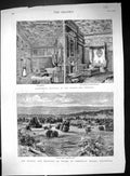 Antique Old Print 1881 Prince Wales Longleat House Wiltshire Boudoir Bedroom